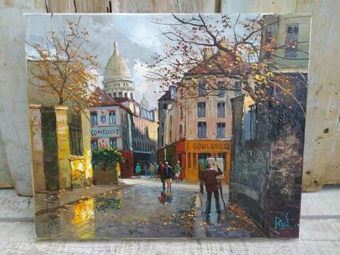 Tableau Peinture HST Paris Montmartre Sign Antonio Rus 250 Loches (37)