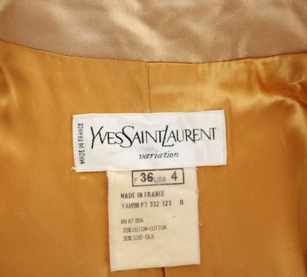 Veste YVES SAINT LAURENT satin de coton or et dentelles soie Vêtements