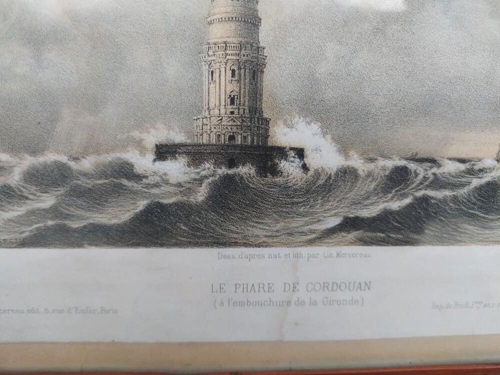 Tableau Phare de Cordouan Gironde Lithographie Mercereau 