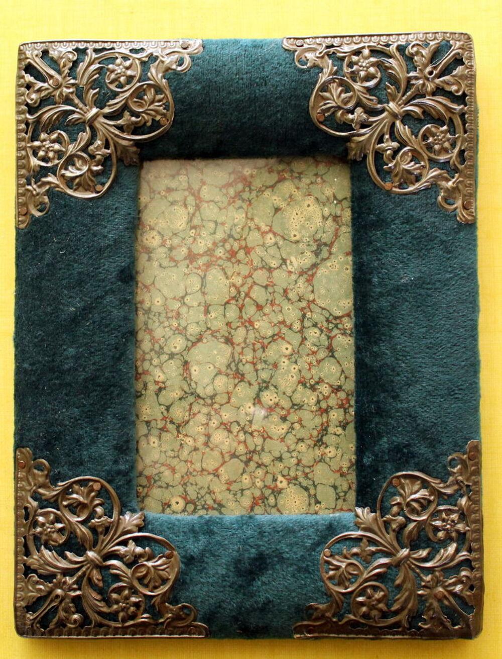 Cadre photo NAPOLEON III velours XIX eme vert 