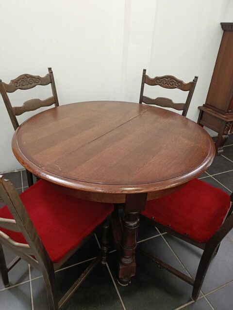 Table ronde extensible avec 4 chaises style rustique 140 Villemomble (93)