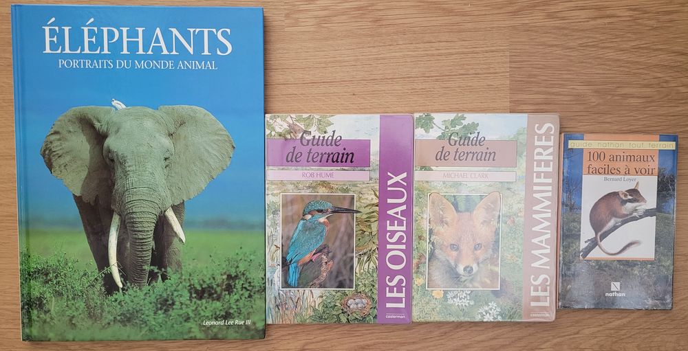 4 livres animaliers &eacute;l&eacute;phants, oiseaux, mammif&egrave;res, autres? Livres et BD