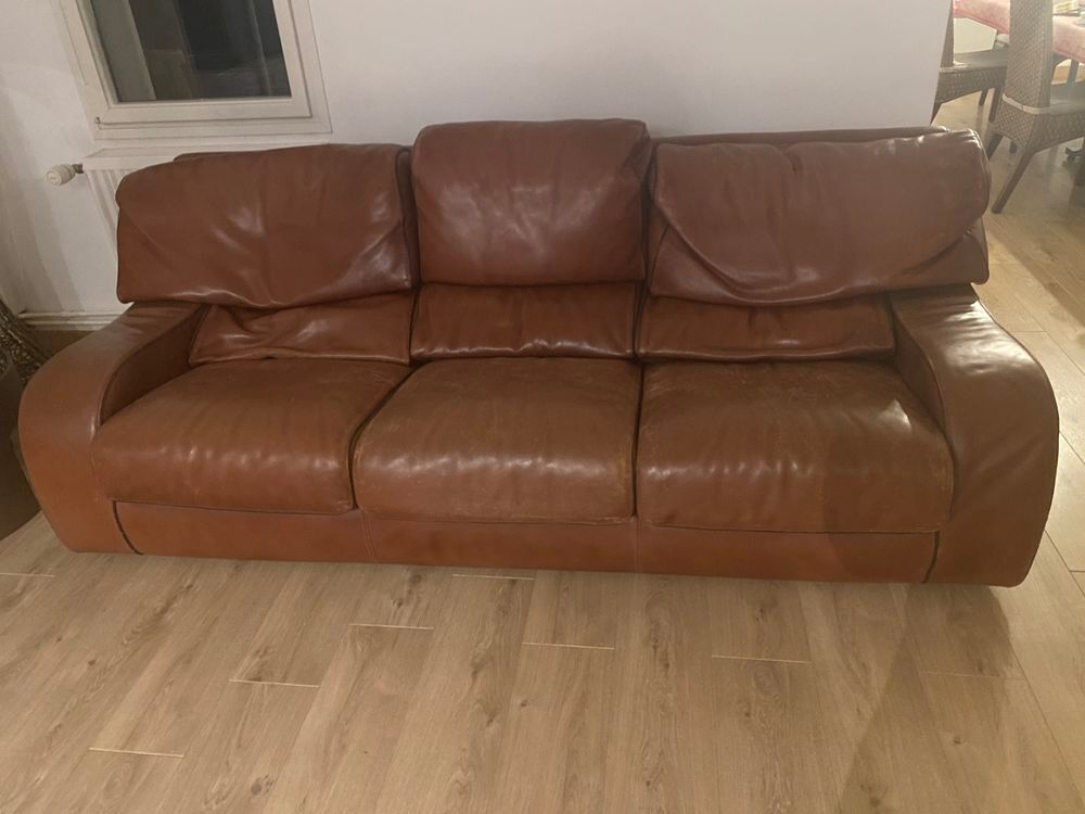 Canap&eacute; en cuir 3 places Roche Bobois Meubles