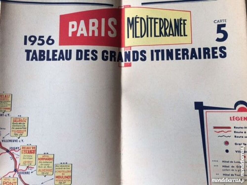 Carte des grands itin&eacute;raires 1956 