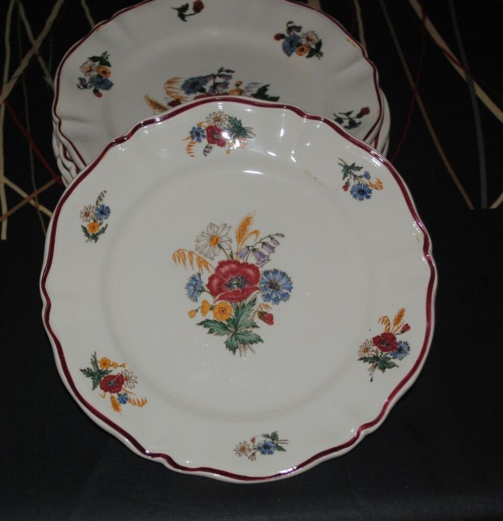 Assiettes &agrave; desserts Fa&iuml;ence Sarreguemines Agreste Décoration