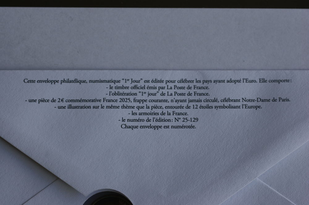 Enveloppe Philat&eacute;lique, Numismatique NOTRE-DAME de Paris 