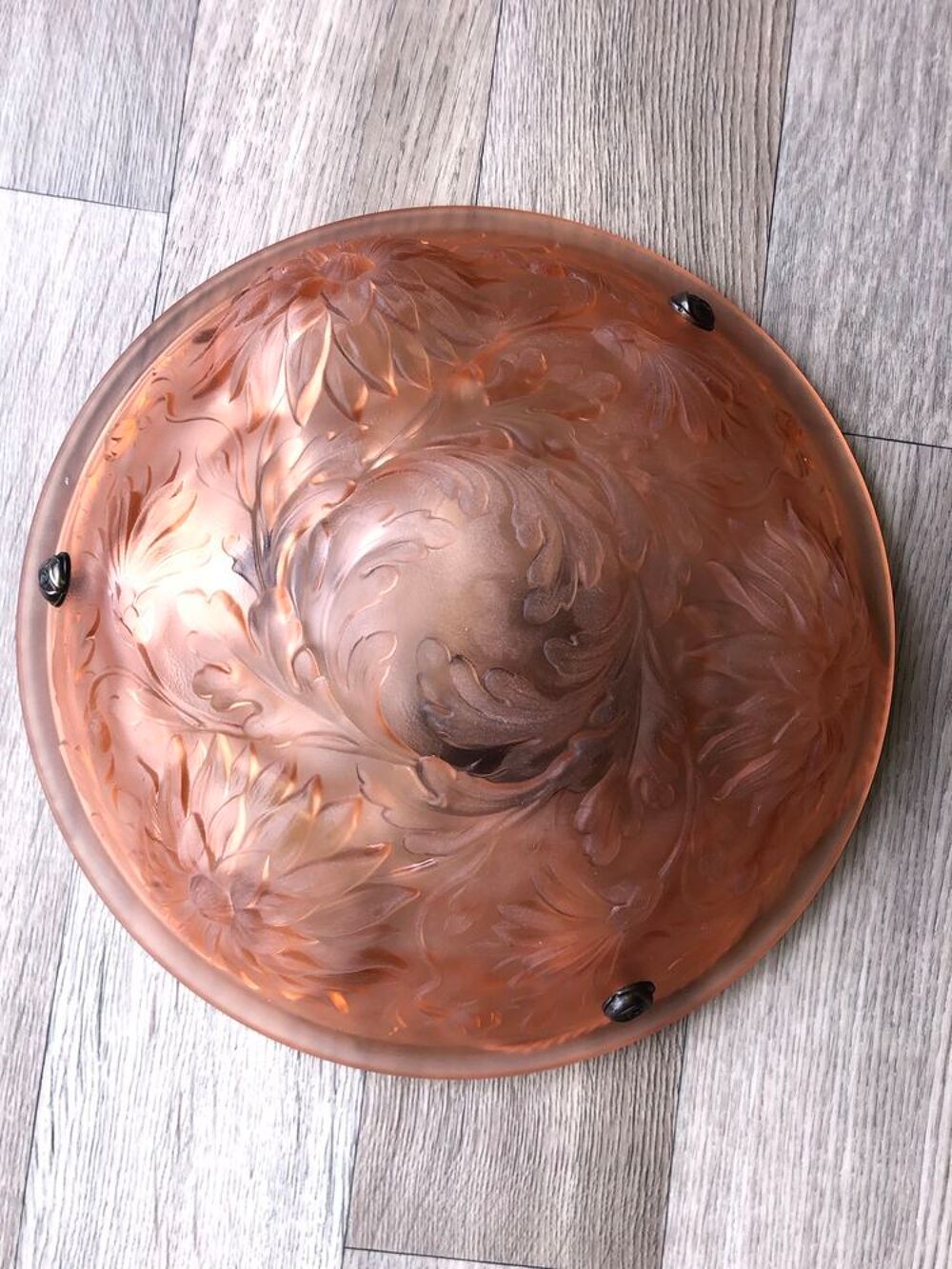 Suspension art nouveau pate de verre rose diam&egrave;tre 35 cm Décoration
