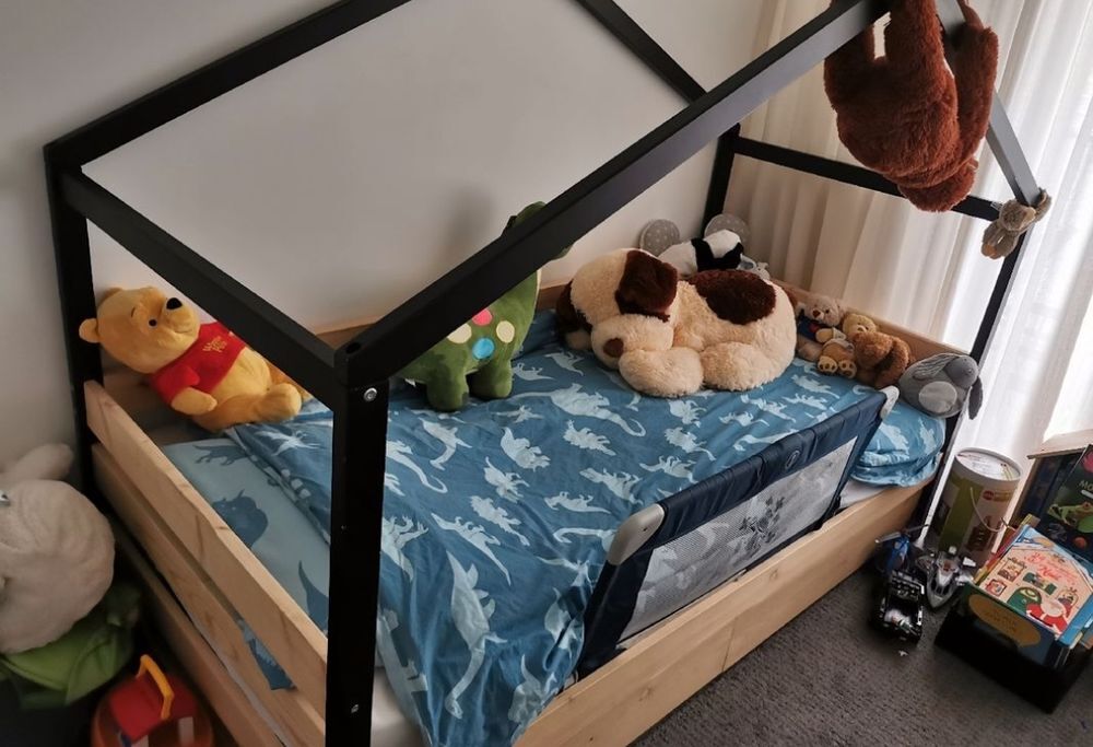 Lit cabane enfant 90x190 + tiroirs rangement Meubles