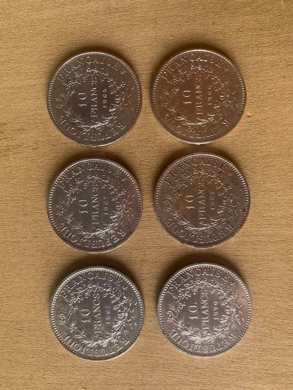 Lot de pieces de 10 Francs argent.Hercules. 
