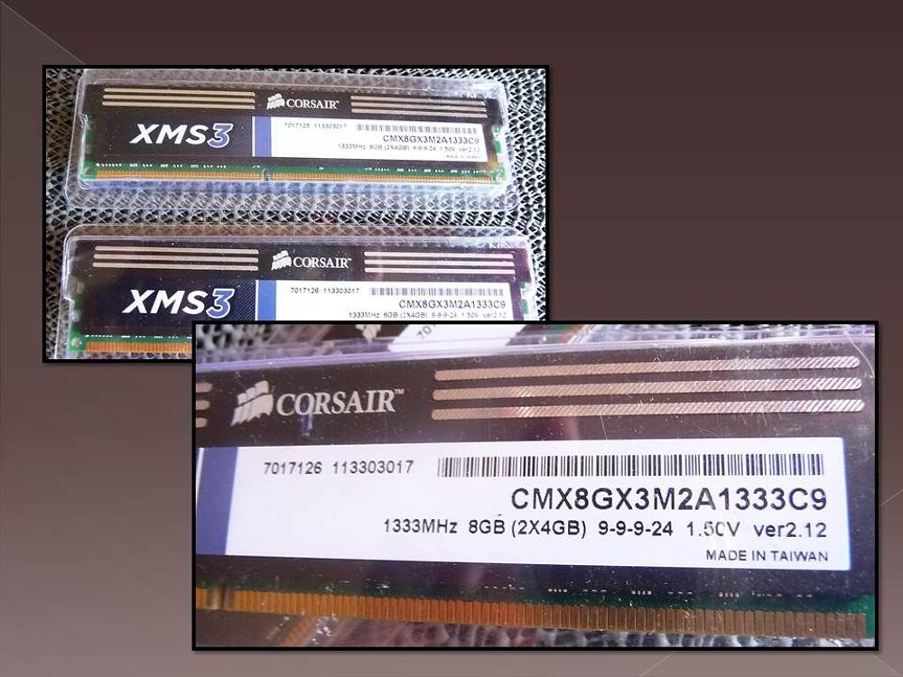 Deux barrettes de ram "CORSAIR" XMS 3-DDR3 Matériel informatique