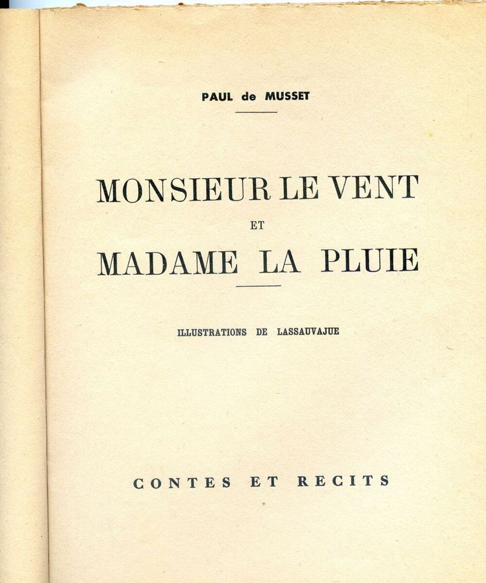 Monsieur le vent et Madame la pluie - Paul de Musset, Livres et BD