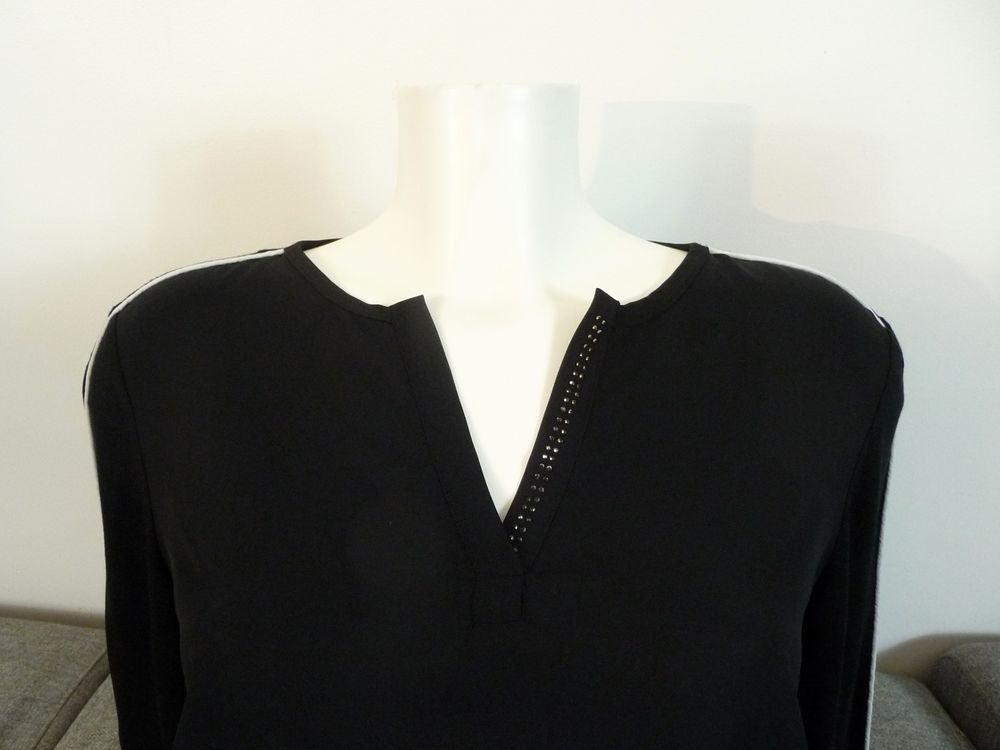 Blouse/ Top/ Tee Shirt Bi Mati&egrave;re Noir &agrave; Lien &agrave; Nouer- Canda Vêtements