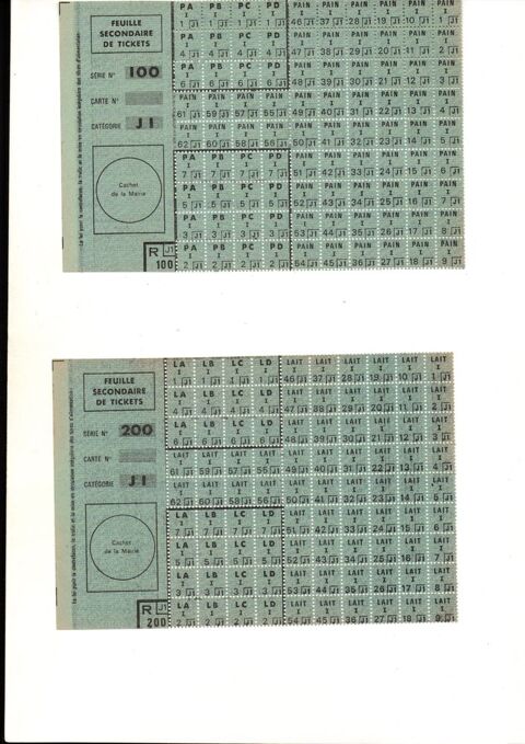 tickets de rationnement alimentaire 20 Gournay-Loiz� (79)