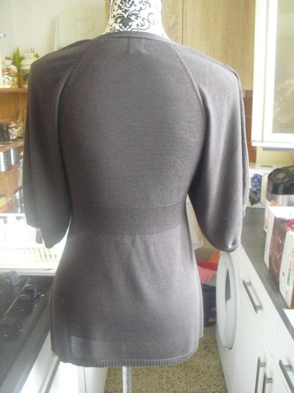 PULL marron mailles fines motifs manches larges NEUF CAMAIEU Vêtements