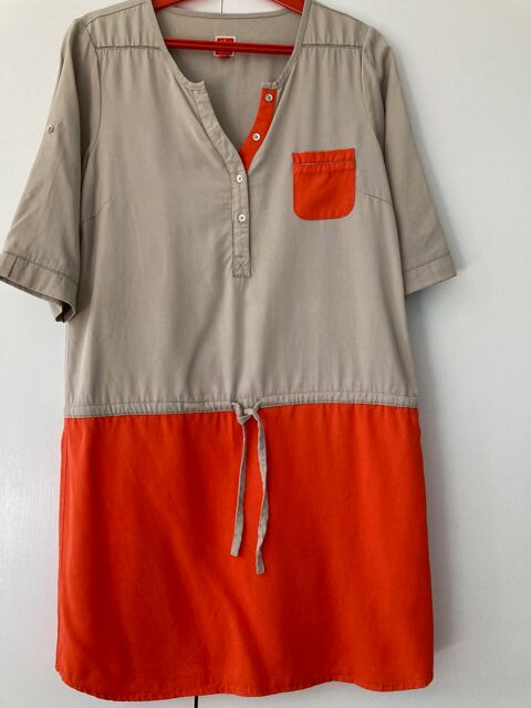 Robe bi-color orange et beige marque Miss Captain T.38 3 Aix-en-Provence (13)