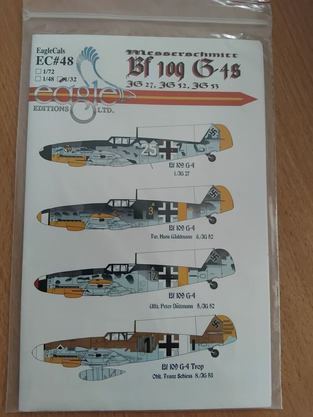 D&eacute;calcomanie Eagle Cals Bf 109 G-4s. 4 d&eacute;corations. Jeux / jouets
