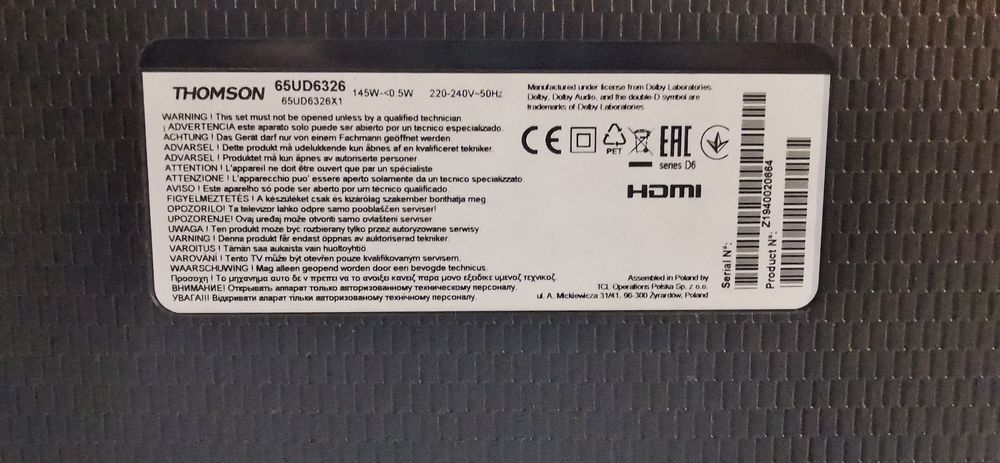 T&eacute;l&eacute; connect&eacute;e 165 cm Photos/Video/TV