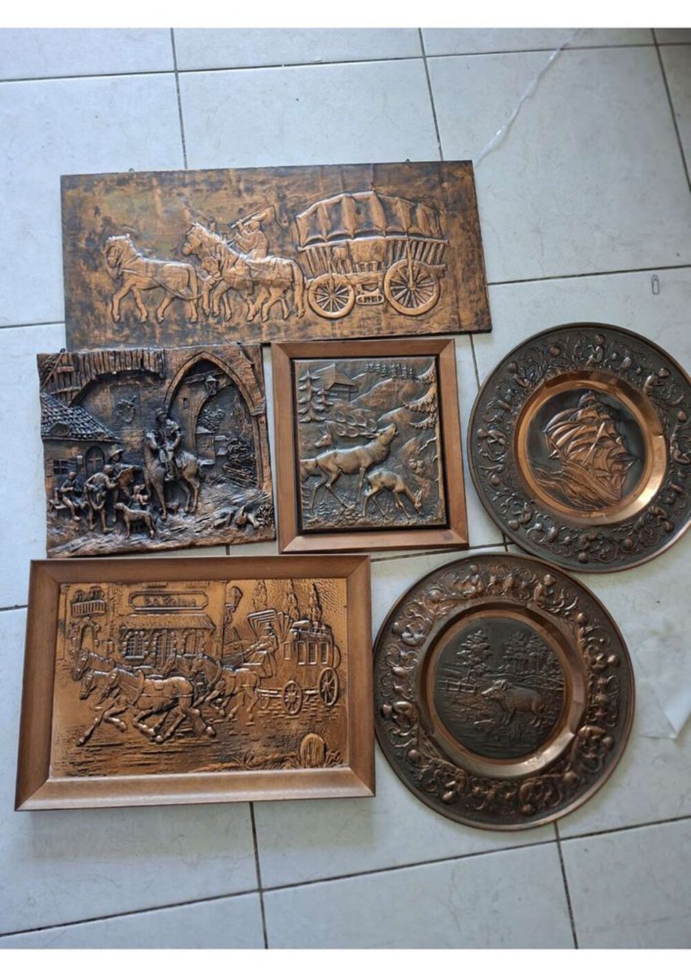 5 tableaux metal, laiton ou autres Décoration