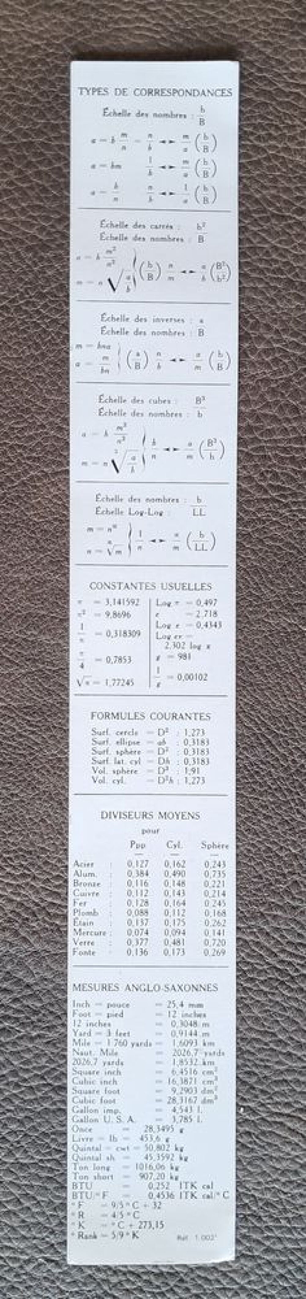 r&egrave;gle de calcul grapholex 694 avec &eacute;tui et notice Bricolage