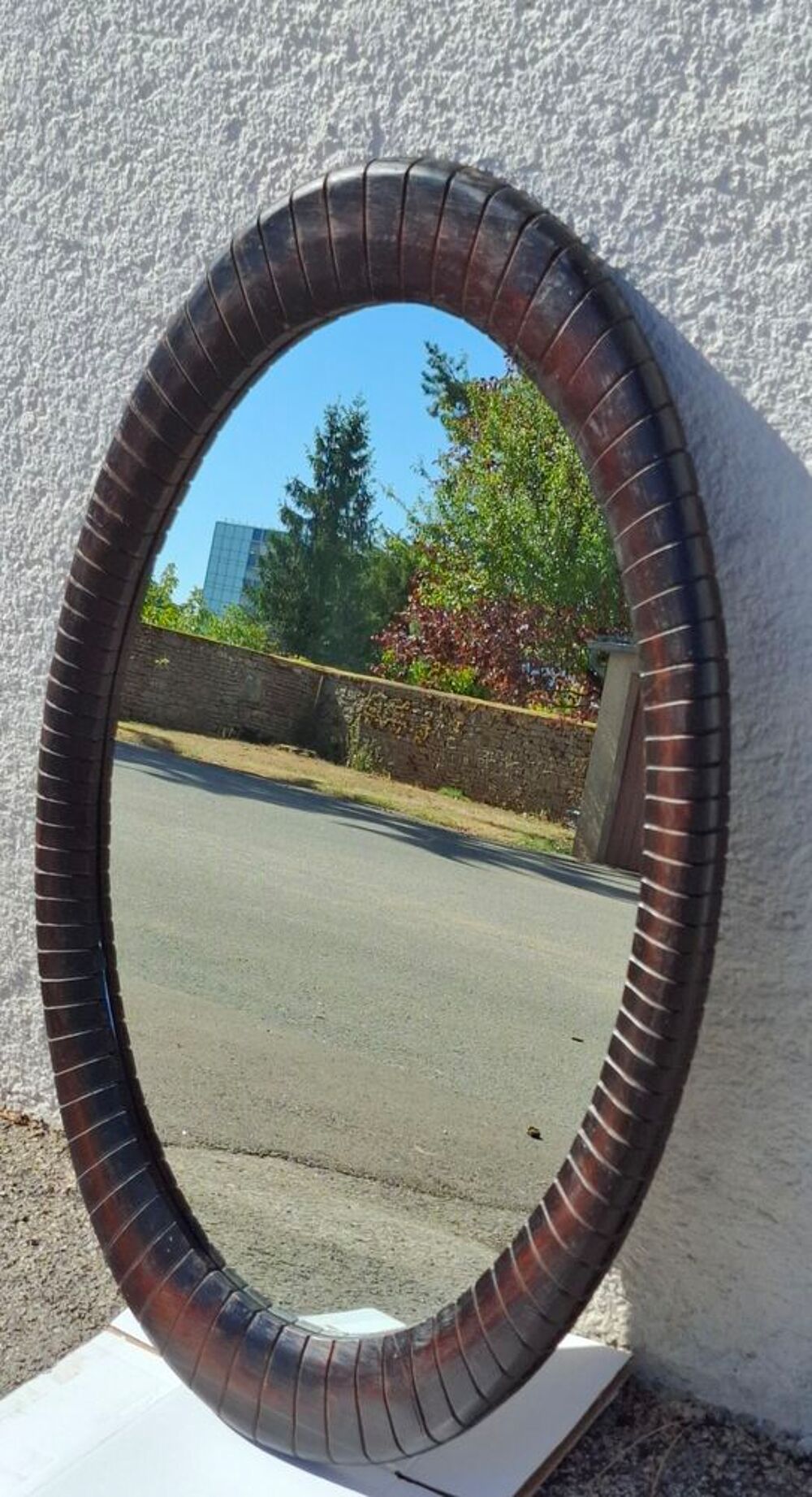 grand miroir bois oval styl&eacute; tr&egrave;s joli Décoration