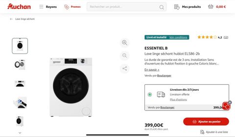 Lave linge séchant hublot ELS86-2b 150 Saint-Leu-la-Forêt (95)