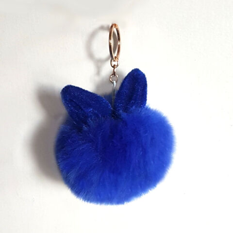 Gros pompon lapin bleu, porte-cl� 4 N�mes (30)