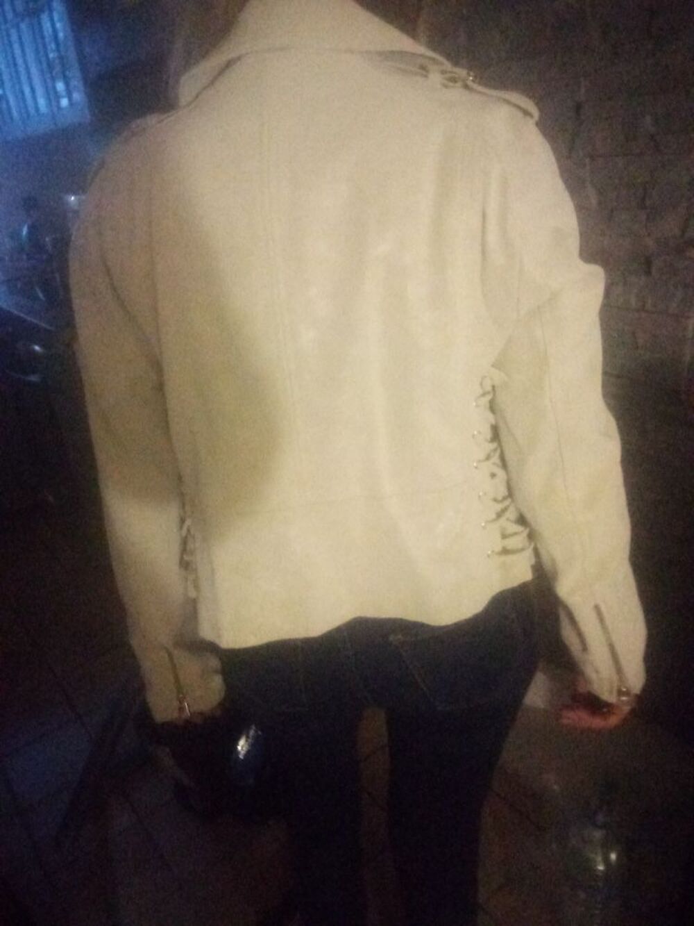 Blouson peau beige Vêtements