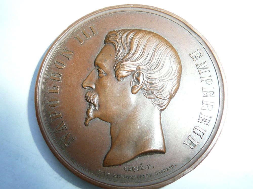 M&eacute;daille Napol&eacute;on III T&ecirc;te nue 1854 en cuivre 