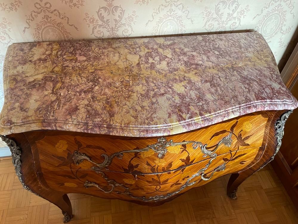 Commode Marqueterie Style Louis XV en bon &eacute;tat Meubles