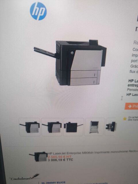 imprimante laser monochrome professionnelle HP LaserJet Enterprise M806dn. Mat&eacute;riel haut de gamme 1300 77100 Meaux