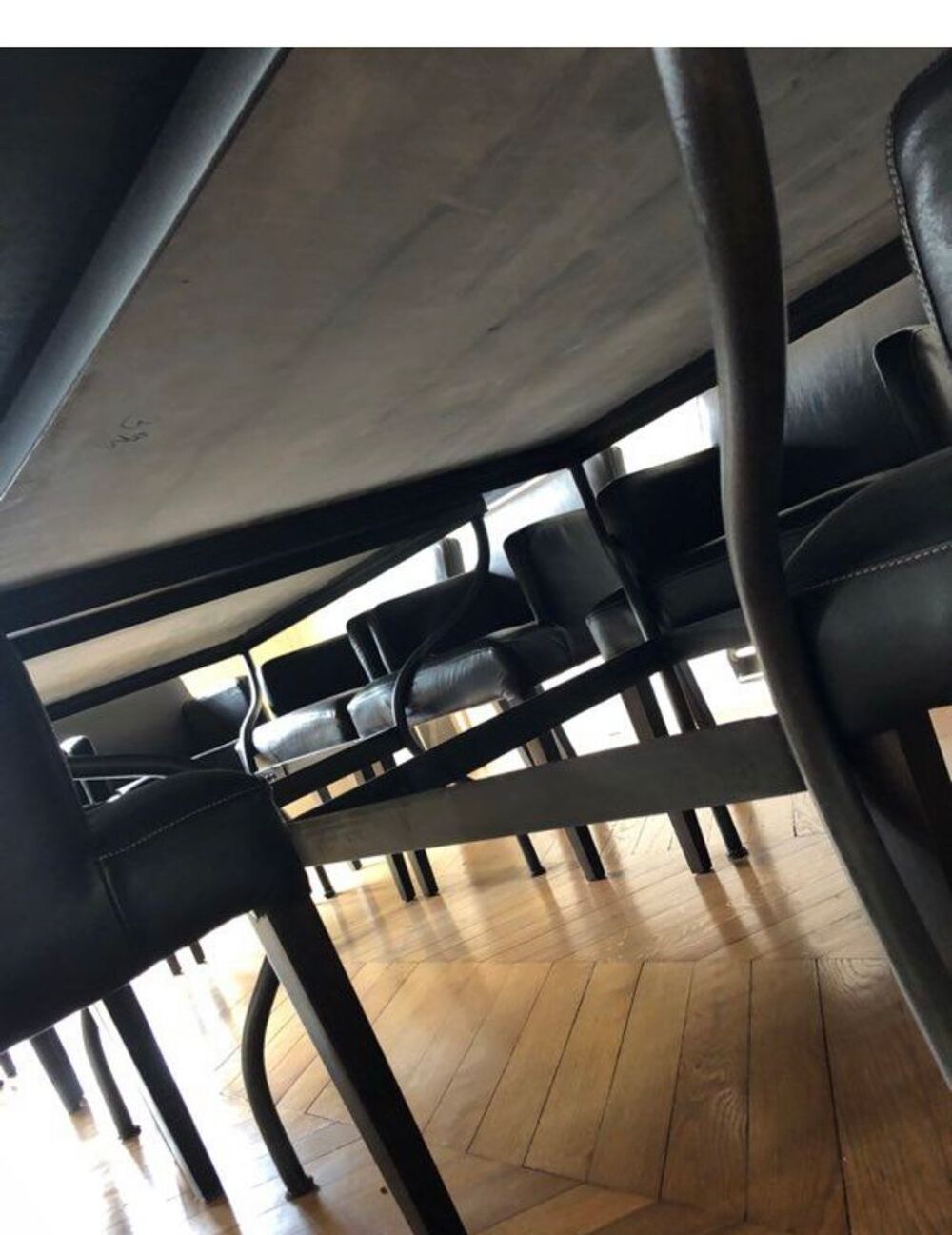 2 tables ardoises Ch&ecirc;ne, fer forg&eacute; Meubles