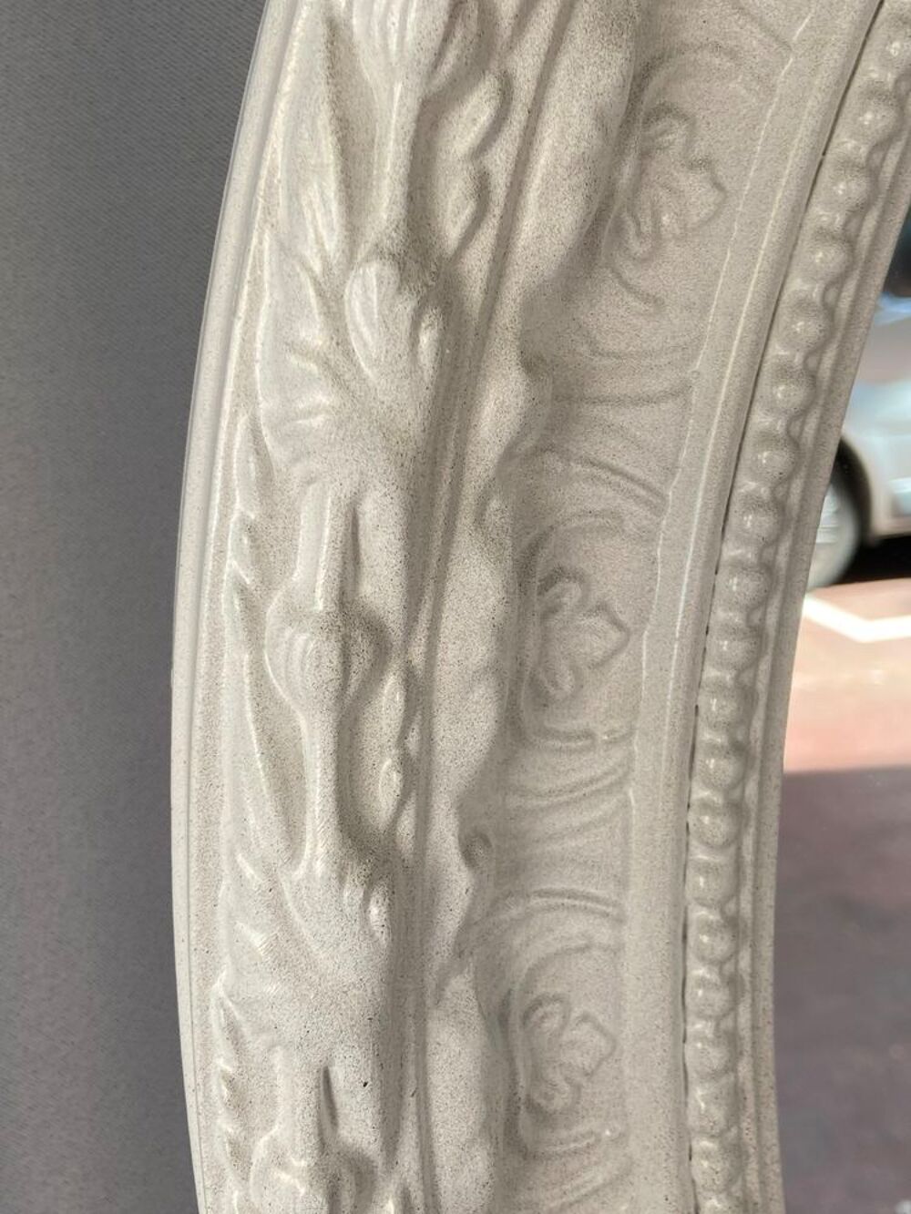 Grand Miroir en Bois Stuqu&eacute; Blanc Nacr&eacute; Shabby Chic Baroque Décoration