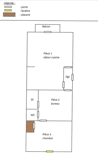  Appartement � louer 2/3 pi�ces 46 m�