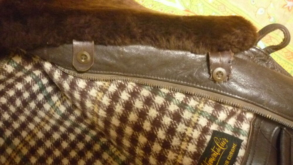 Blouson cuir noir - moto/aviateur + canadienne cuir 1960. Vêtements