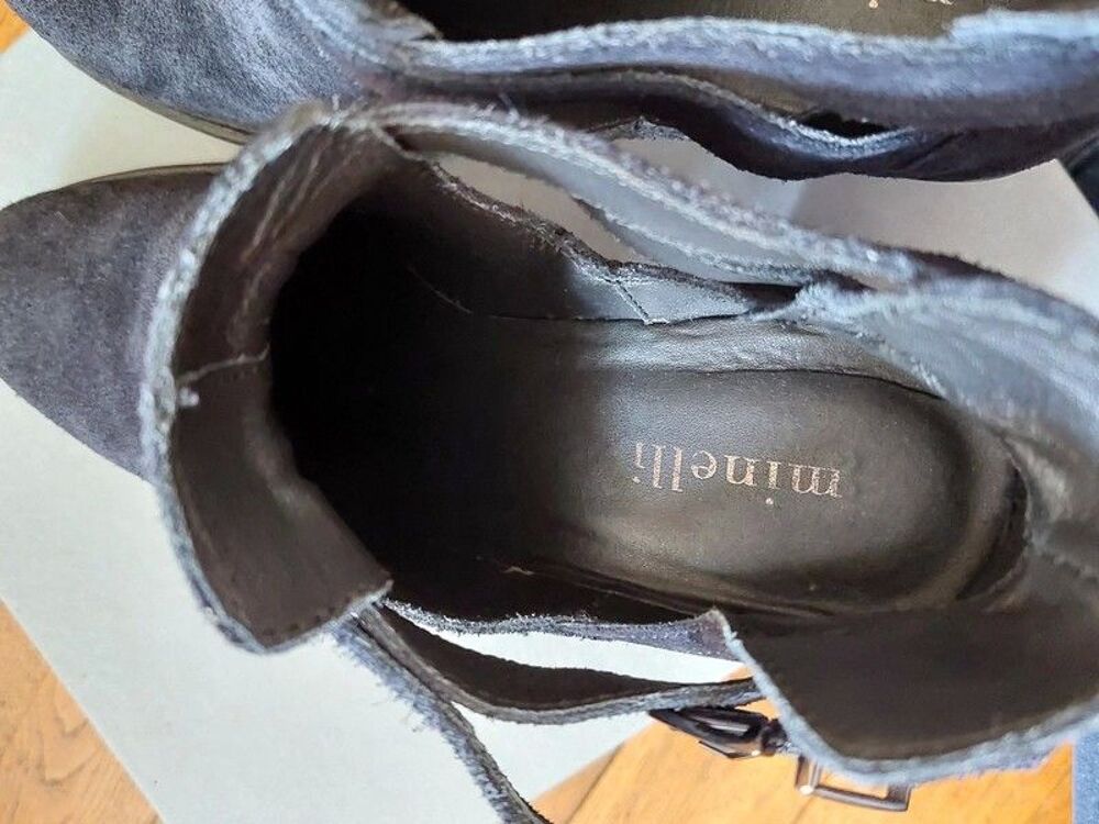 Bottine nub&uuml;ck bleu "minelli" Chaussures