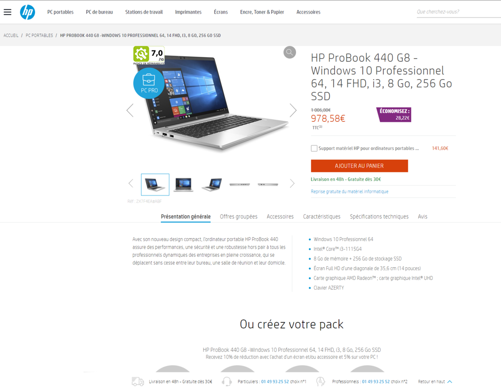 HP ProBook 440 G8 100% NEUF Matériel informatique