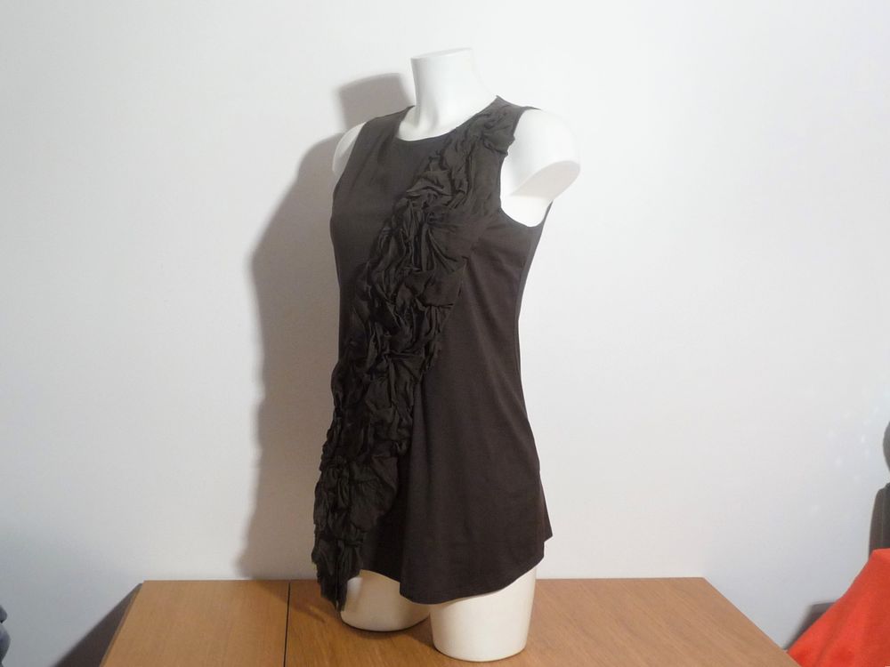 Tunique/ Top Marron en Soie et Coton sans manches- Dondup Vêtements