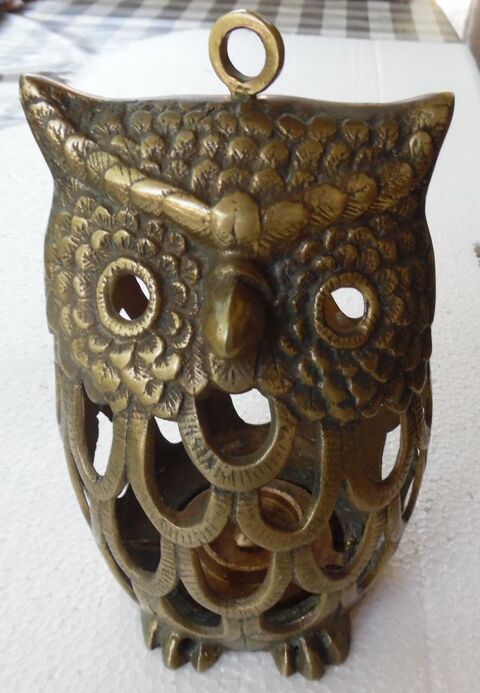 Hibou Bougeoir photophore en laiton ou en bronze collector 70 Castries (34)