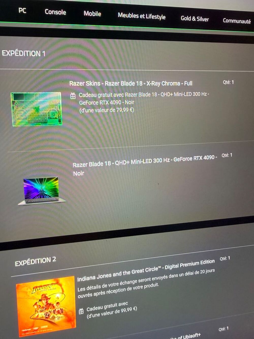 Razer Blade 18 (RTX 4090) ? Facture + Garantie Nov 2026 Matériel informatique