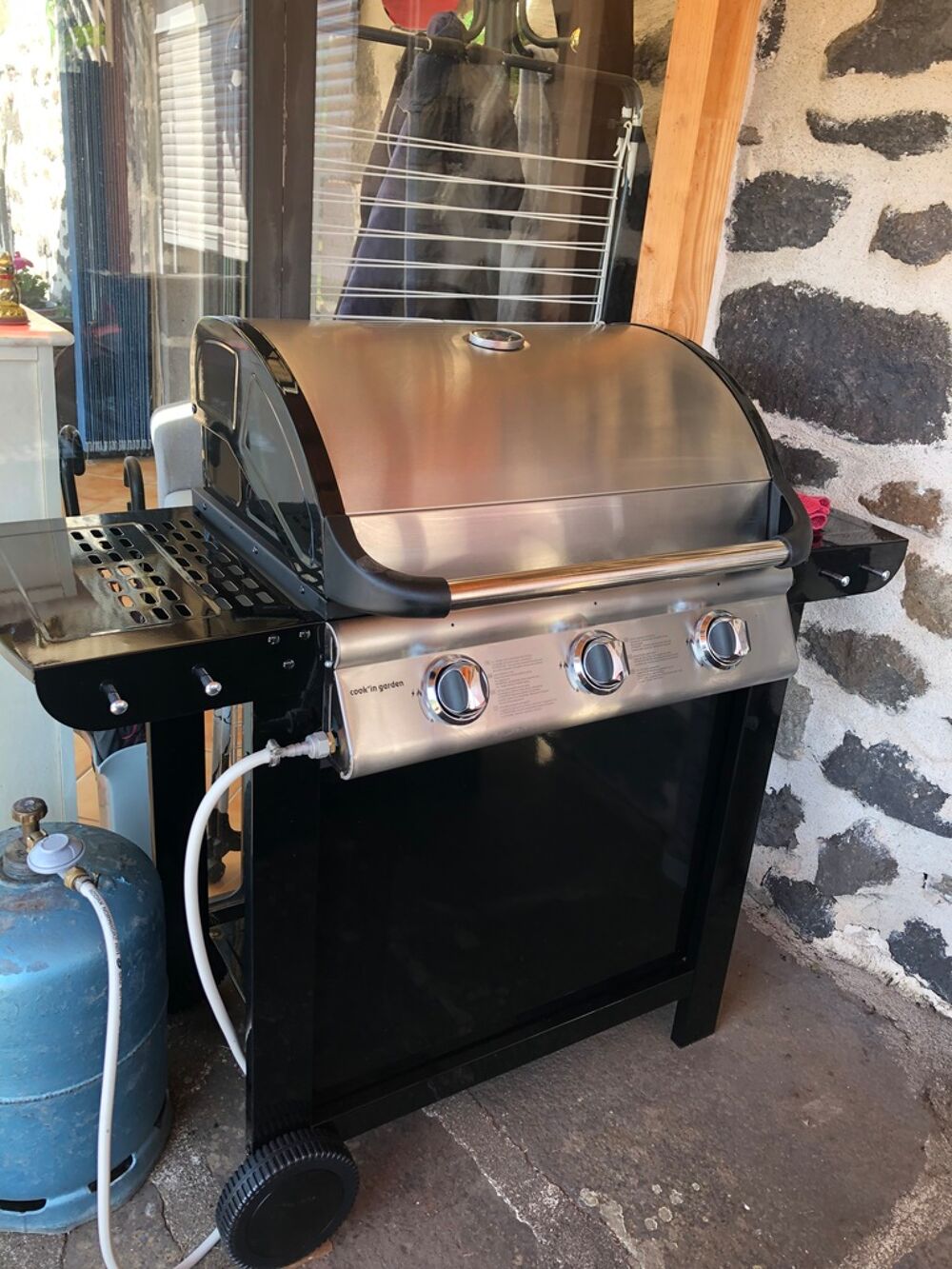 Barbecue &agrave; gaz inox 3 br&ucirc;leurs Jardin