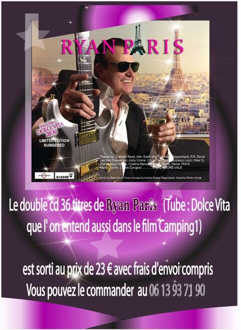 Double CD compilation de RYAN PARIS(tube:Dolce Vita) 23 Montpellier (34)