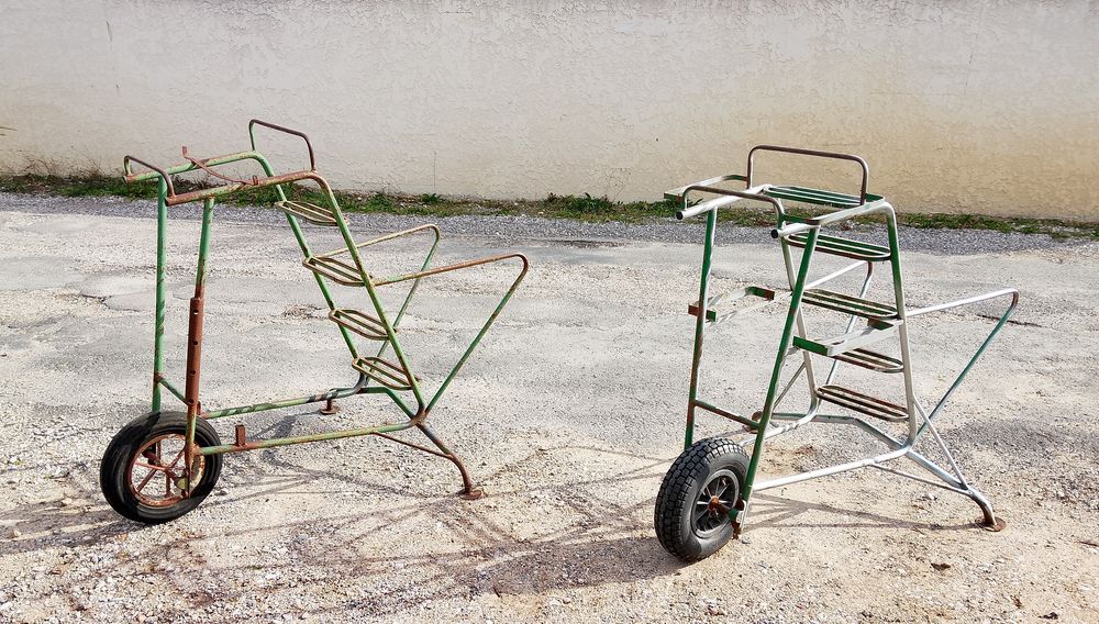Brouette &eacute;chelle escabeau sur roue recolte Bricolage