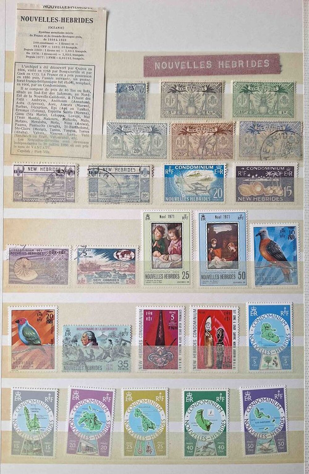 S&eacute;rie de timbres de collection de Nouvelles-H&eacute;brides 