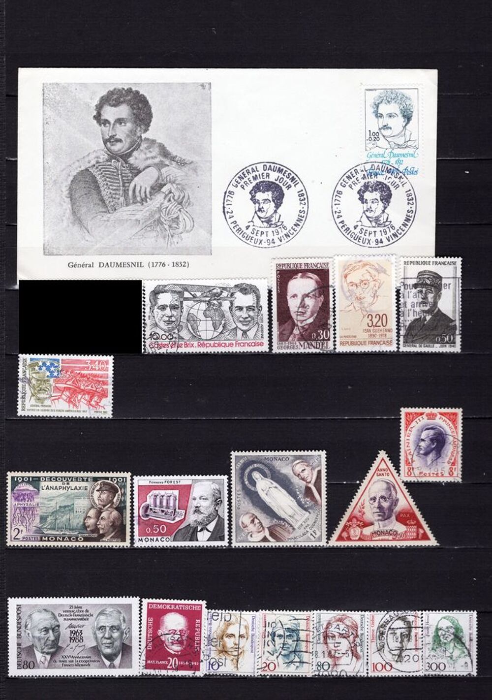 lot de 71 timbres du MONDE avec des PERSONNALITES 