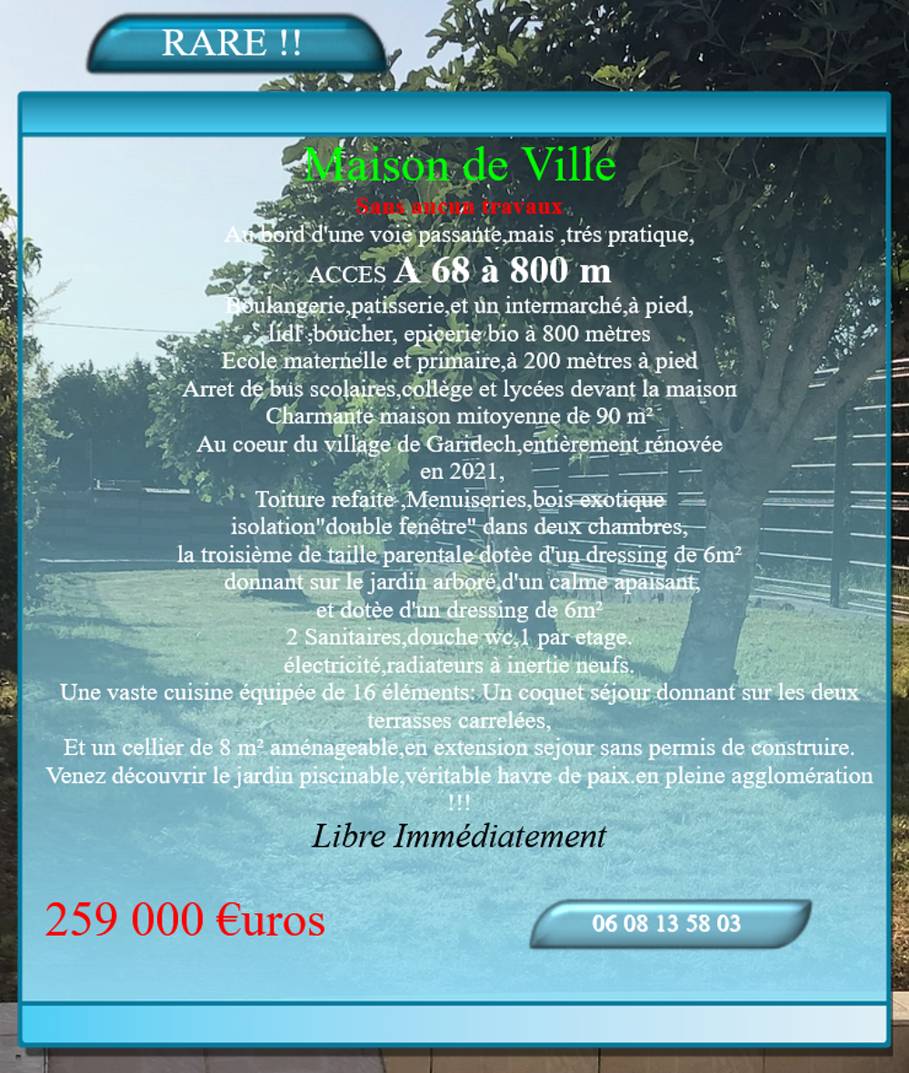 Vente Maison Maison de ville mitoyenne Garidech