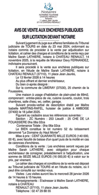  Maison � vendre 4 pi�ces 89 m� Limeray