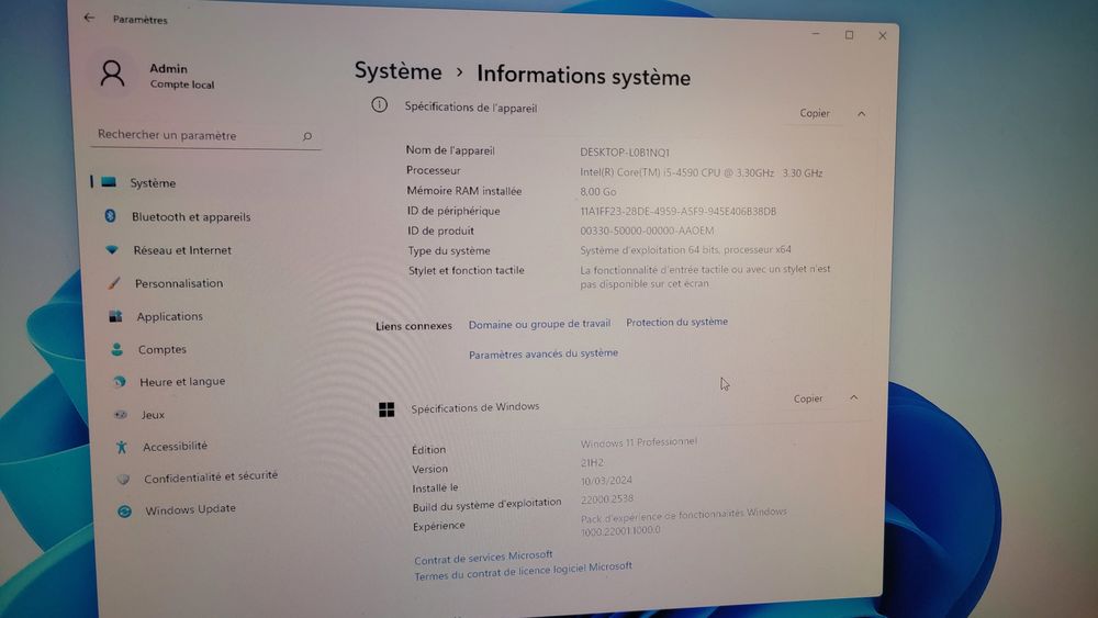 Dell Pr&eacute;cision T1700 i5 vPro /8Go/1 To HDD/WINDOWS 11 Pro
Matériel informatique