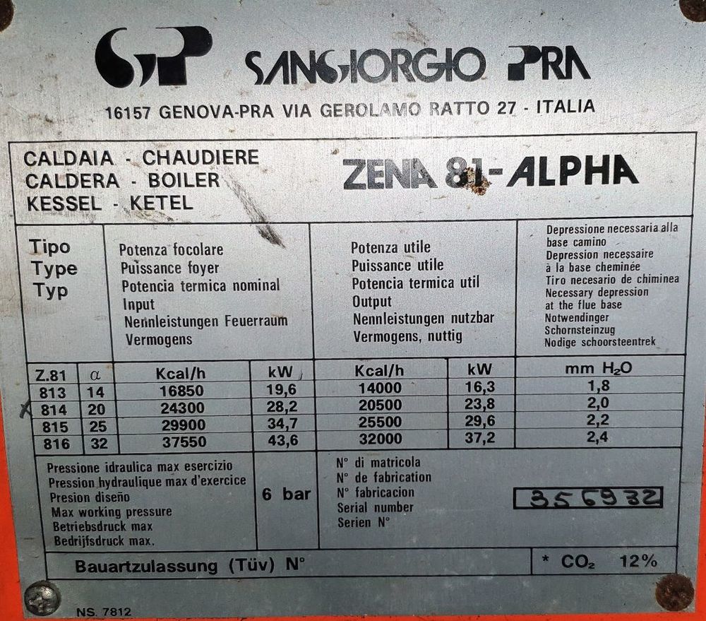 Chaudi&egrave;re Fuel Sangiorgio PRA 814 &quot;Zena 81-Alpha&quot; Bricolage