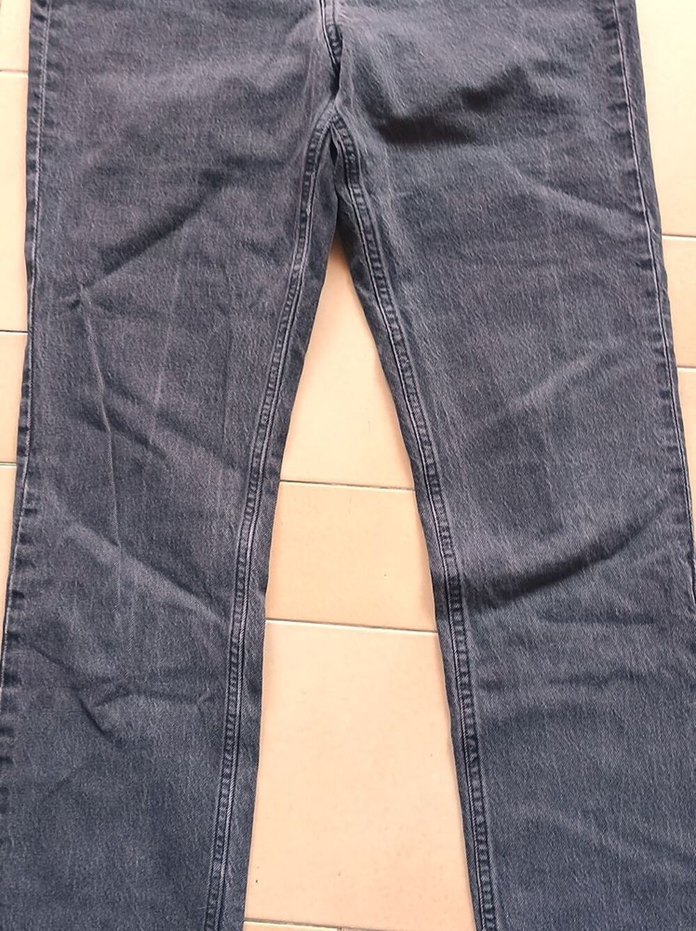 Jean H&amp;M Gris clair Vintage Straight High Waist - T38 - TBE Vêtements