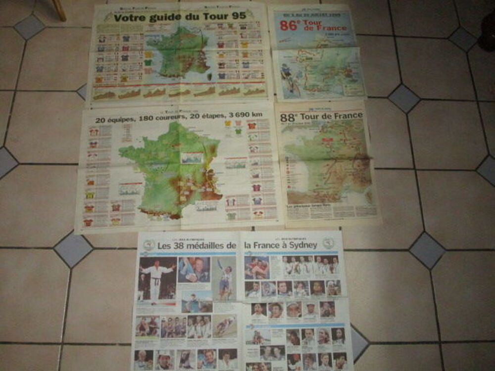 VIEILLES CARTES PARCOURS TOUR DE FRANCE 2001-1999-1995 